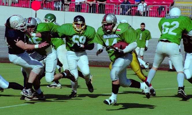 Action from the 1999–2000 season, which ended with a third straight College Bowl (shown with the College Bowl XIV result on the club website)