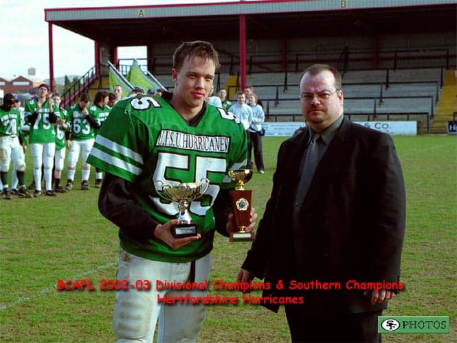 BCAFL 2002–03 Divisional Champions & Southern Champions, Hertfordshire Hurricanes (text on the photo), College Bowl XVII day