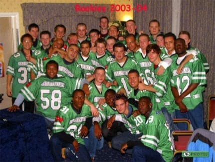 The 2003/04 Hurricane Rookies after being presented with their game shirts.